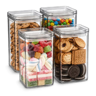 Kit 4 Potes Herméticos 1 Litro De Plastico Porta Condimentos