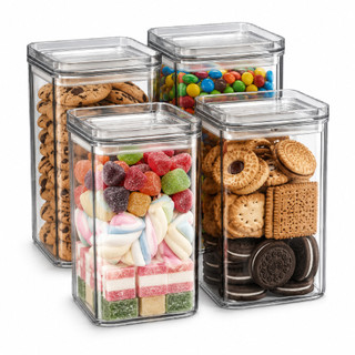 Kit 4 Potes Herméticos 1 Litro De Plastico Porta Condimentos