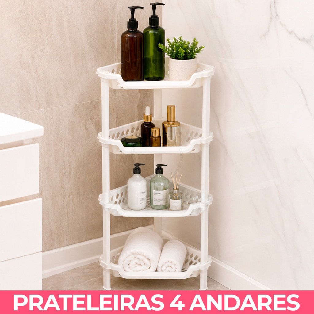 Cantoneira Plástica 4 Andares São Bernardo Organizador Banheiro Cozinha