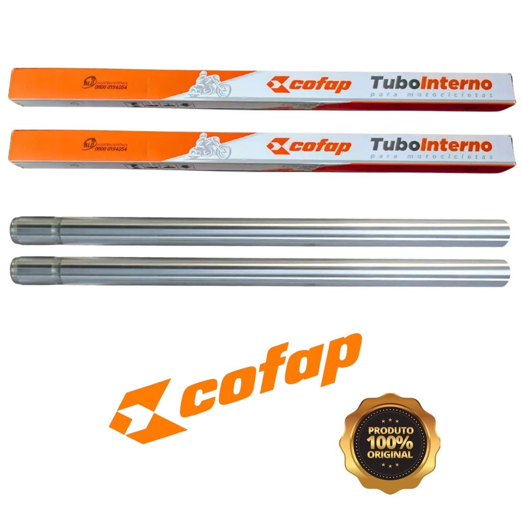 Imagem PAR DE TUBO INTERNO BENGALA COFAP ORIGINAL MOTO HONDA CBX 150 AERO E CBX 200 STRADA