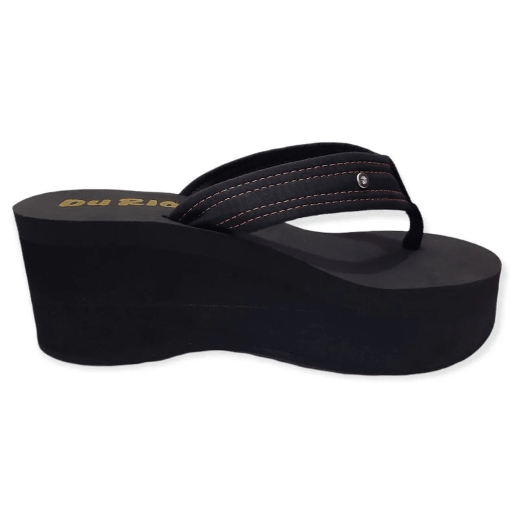 Tamaco Feminino Sandalia Chinelo de Dedo Anabela Alto Plataforma DuRio Flatform Salto Alto Meia pata