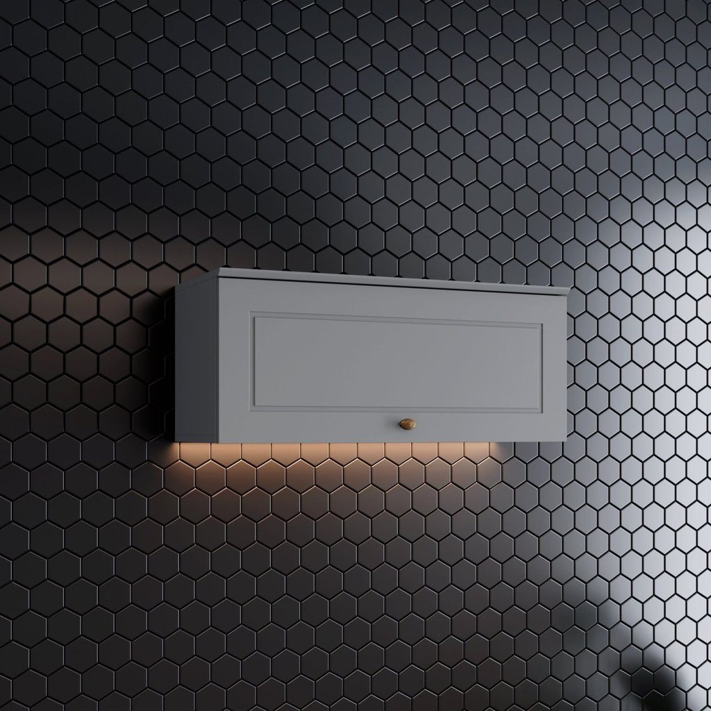 Armário Aéreo 1 Porta Basculante 80cm Emily Espresso Móveis Cinza Cinza