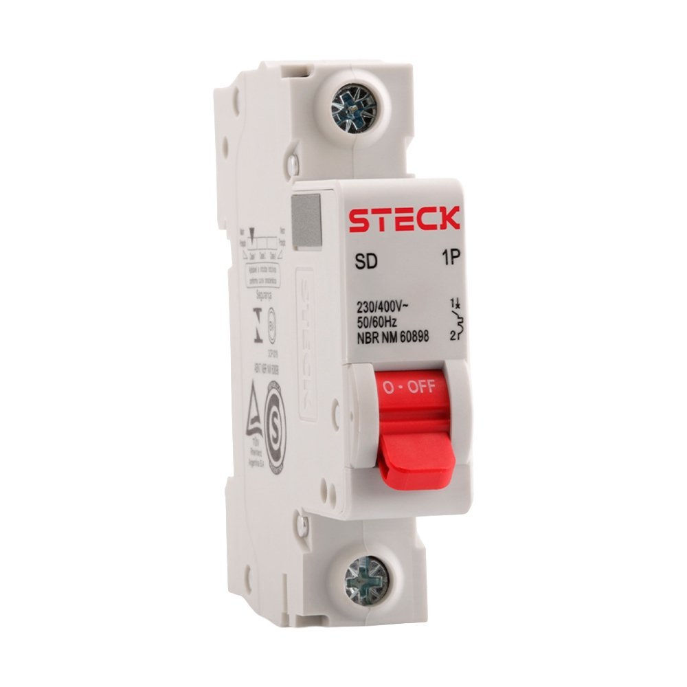 Disjuntor Steck Din SDD61C10 - 1 Polo 10A Curva C 3KA Branco