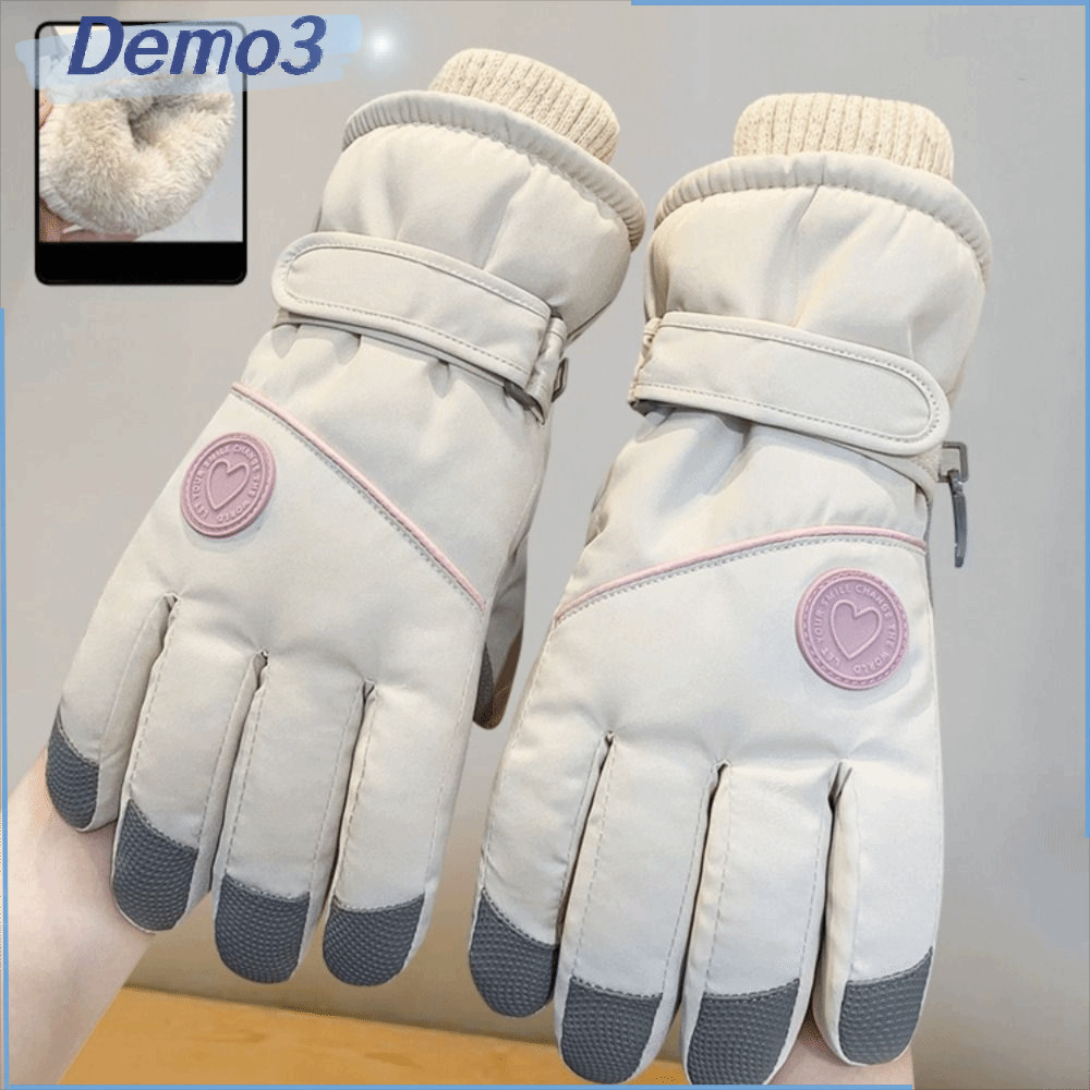 [DEMO3] Luvas De Pelúcia Femininas,Esqui Impermeáveis Para Snowboard Com Tela Sensível Ao Toque Neve Quentes De Inverno