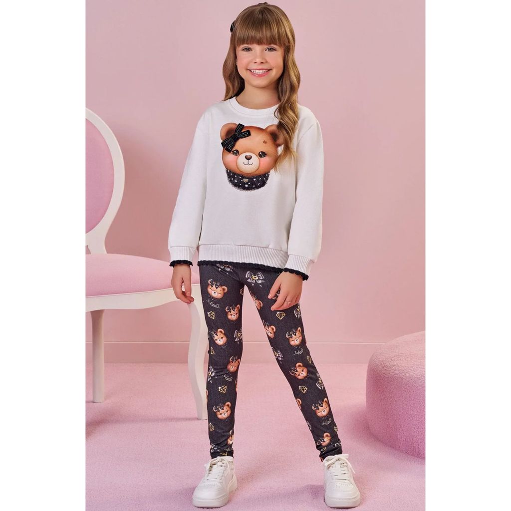 Conjunto Menina Blusão Moletom e Legging Térmica Infanti