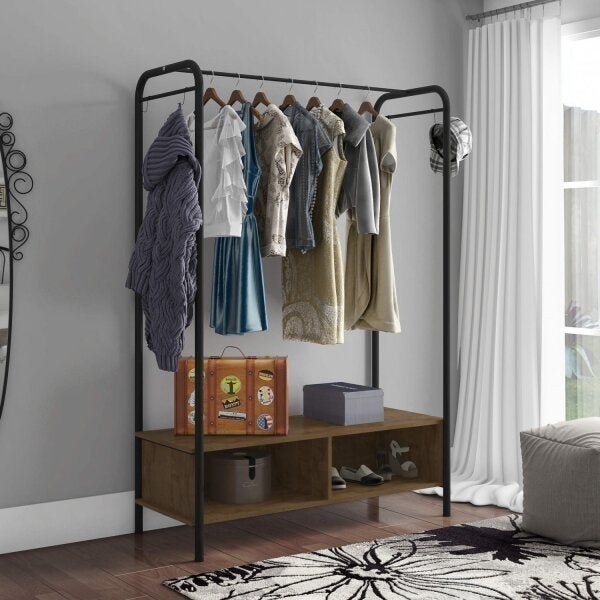 Guarda-Roupa Closet de Ferro Milão Espresso Móveis Demolição/Preto Marrom/Branco Demolição/Preto