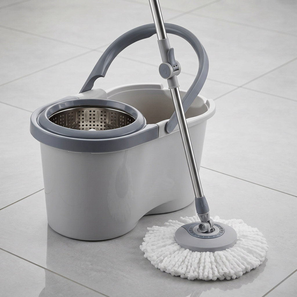 Mop Giratório 360° c/ Balde Inox 6,5l Refil Extra de Microfibra Multiuso Ajustável Electrolux Menalux