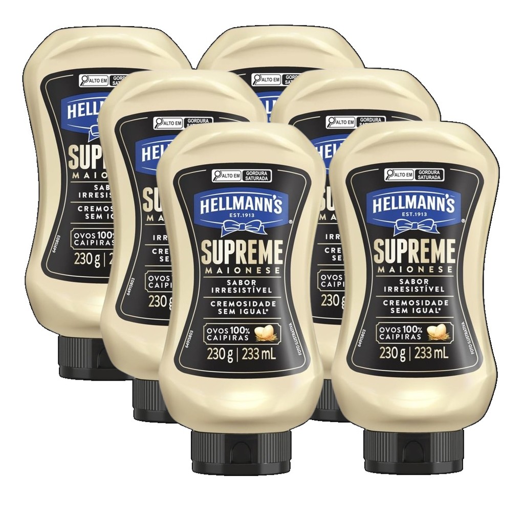 kit 6 Maionese Hellmann's Supreme SMALL Squeeze 230g