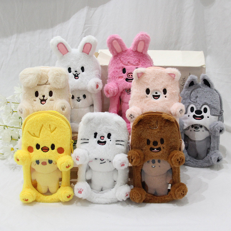 Kpop Idol Stray Kids Mini Bolsa De Pelúcia SKZ Lápis Estojo De Proteção Para Bonecas Bangchan Changbin