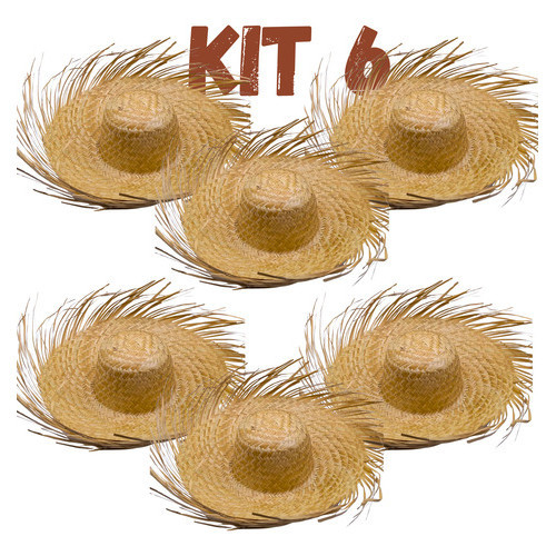 Kit 6 Chapéu De Palha Festa Junina Unissex Infantil E Adulto Festas tipicas Julina São João Quadrilhas caipira da roça