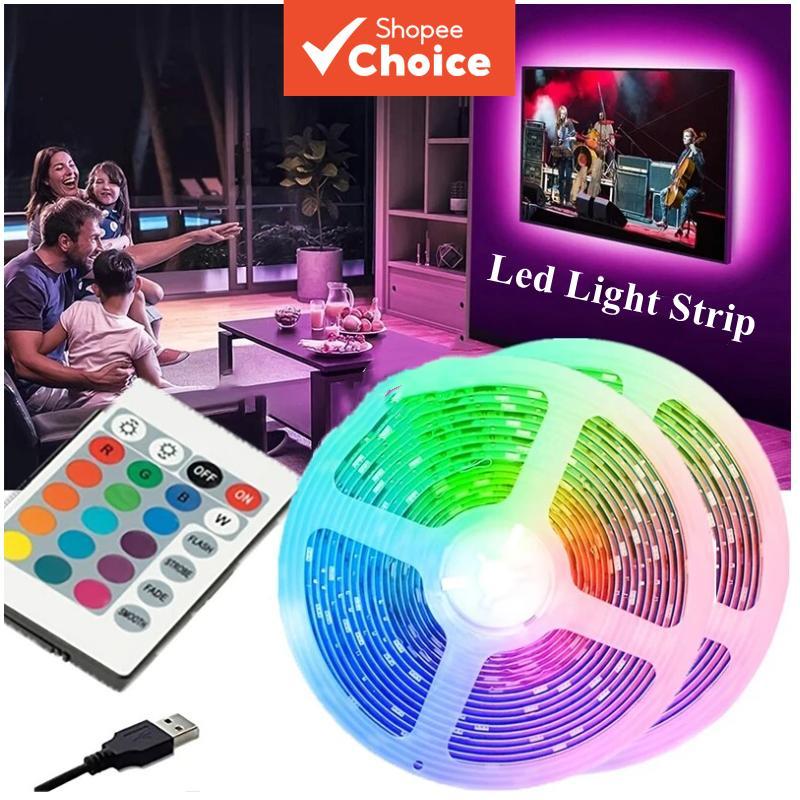  Tira de LED 2 M com Controle Remoto, RGB 5050 para Retroiluminação de TV, Fita LED Ajustável 5V Flexível, 60 LEDs, para