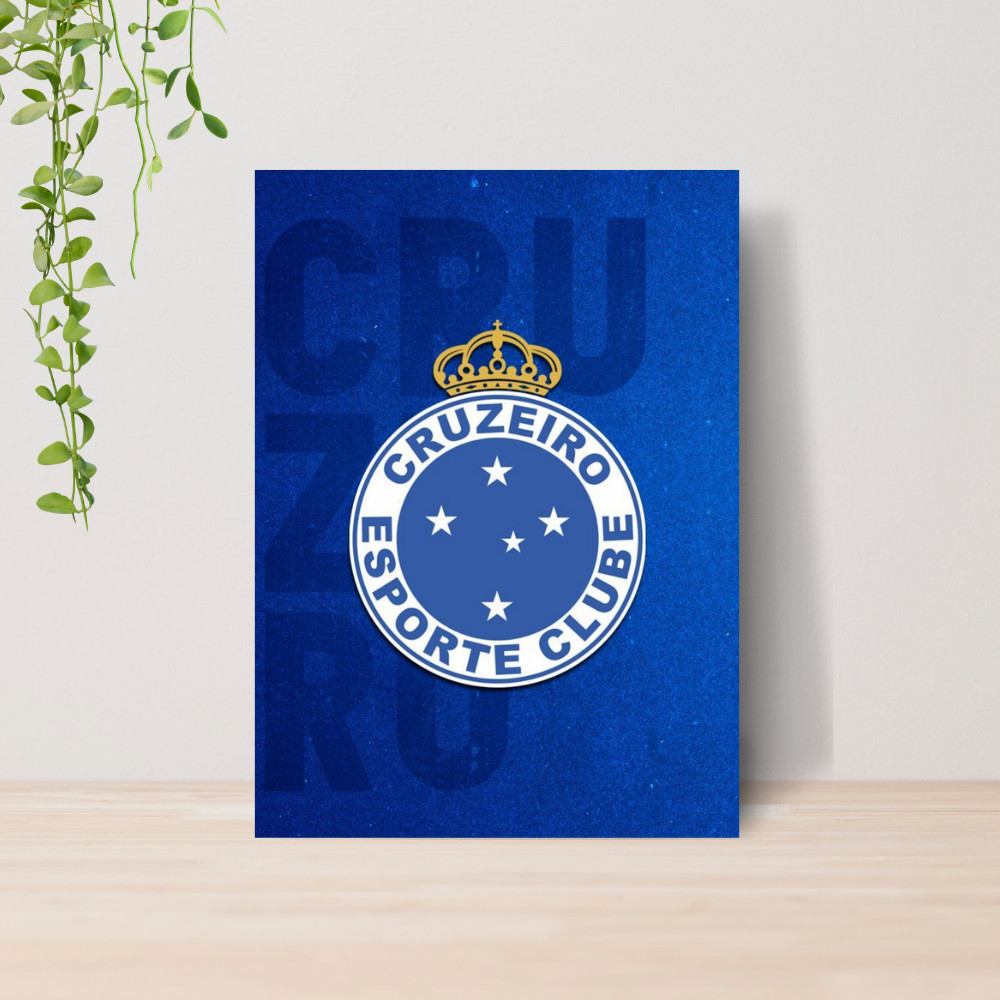Quadro Decorativo Cruzeiro Time Futebol Escudo 07 | Placa 20x28 Poster Decoração Quarto Sala