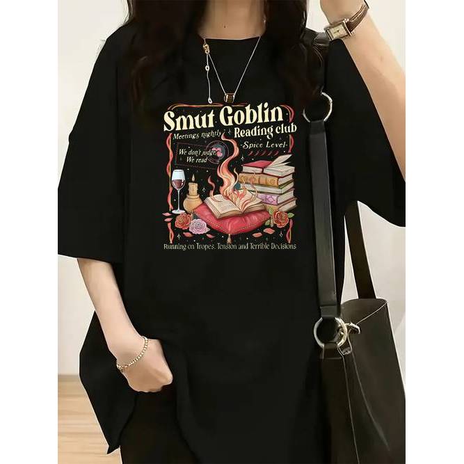 Camiseta Feminina Goblin Demon Book Club Leitura Estilosa Divertida Moderna Casual