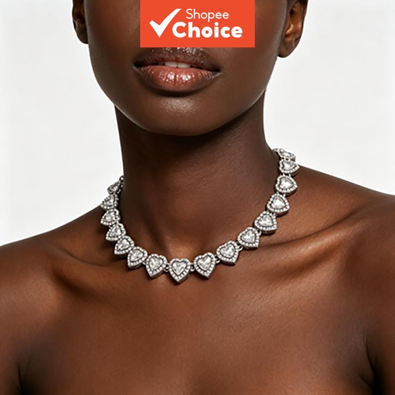 Colar de Hip Hop com Pingente de Coração de 11 mm, colar de diamantes unissex, pulseira acessório de joia da moda