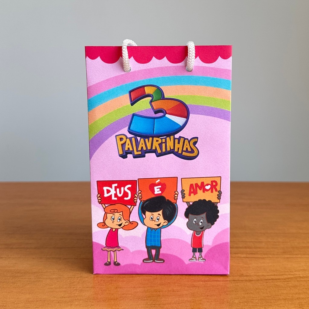 Sacolinhas Surpresa Personalizada 3 Palavrinhas Menina – PEGUE E MONTE | Lembrancinha para Aniversário