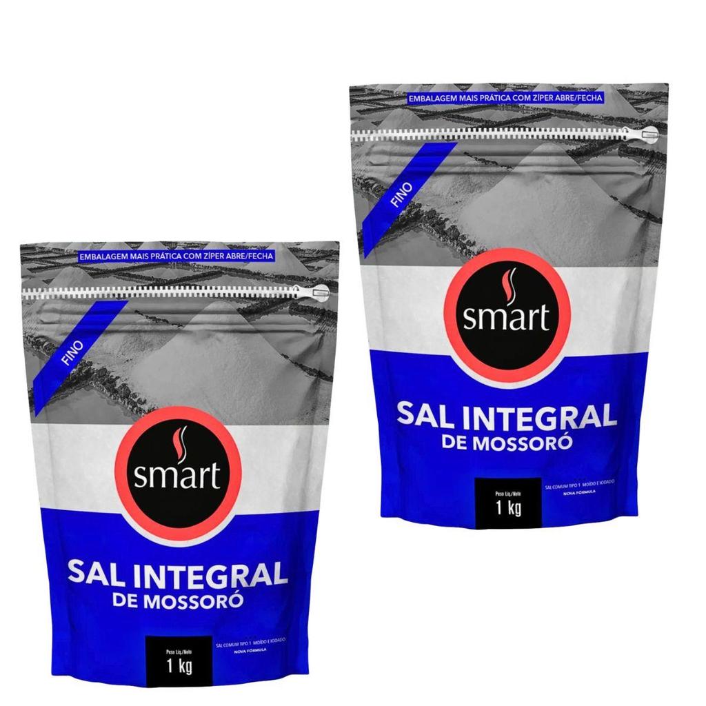 Kit 2un Sal Marinho Integral De Mossoró Grosso Smart 1kg