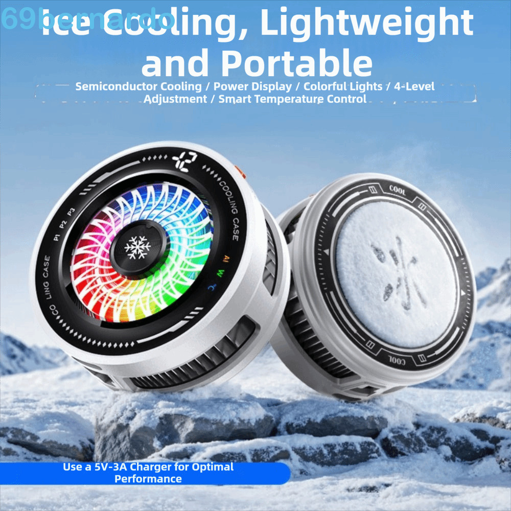 BERNARDO AI Smart Temp Control Cooler , Ventilador De Resfriamento Com Luz LED Refrigerador De Telefone Móvel Colorida