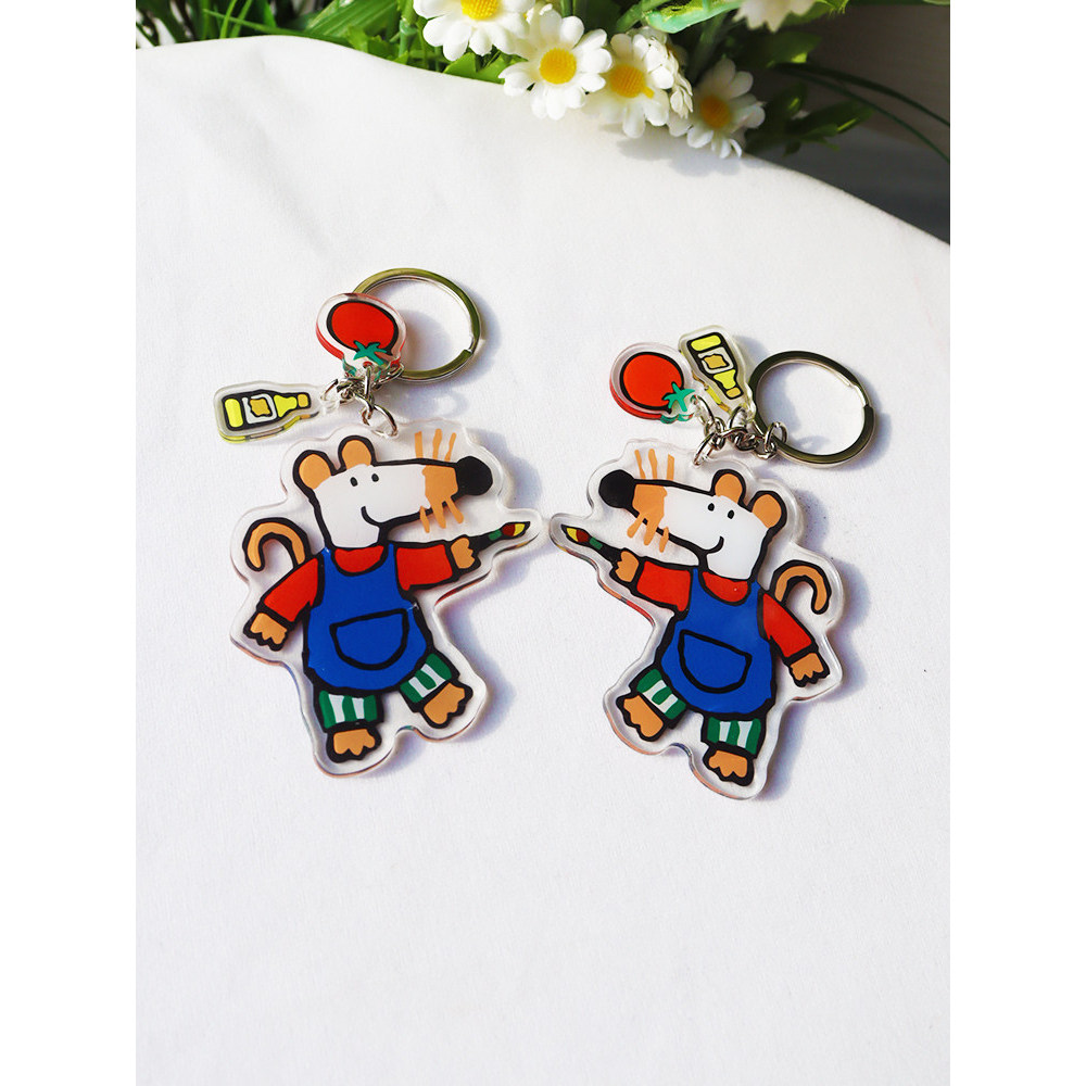 Mouse Bobo ornamentos chave pingente dos desenhos animados decoração de mesa acrílico agitando música transparente brinq