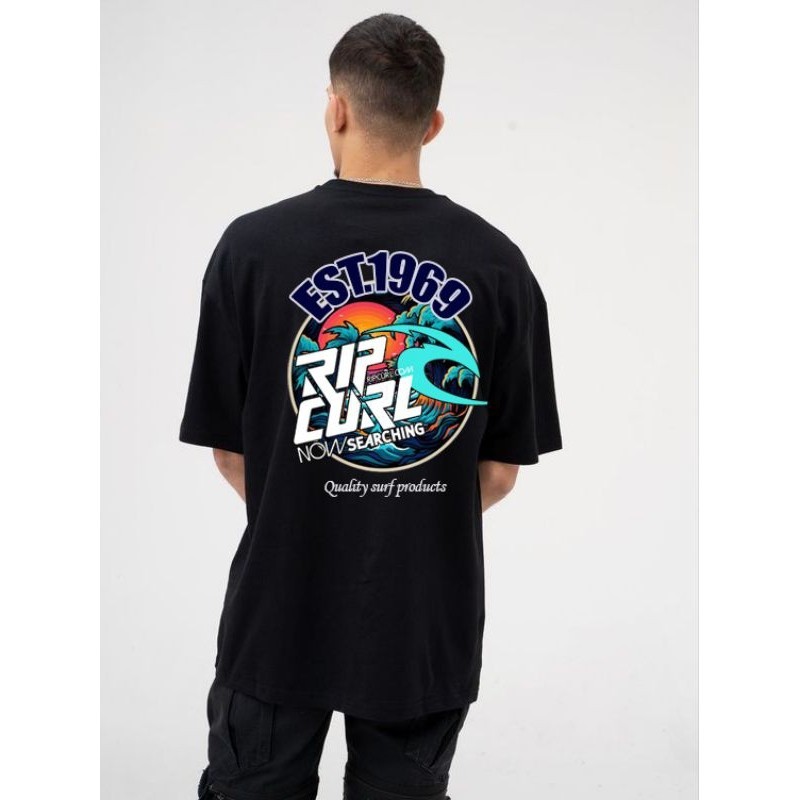 Venda Quente Rip Curl Vintage 1969 Retro Surf Camiseta " The Search " Gráfica Masculina E Feminina Oversized Black Stree