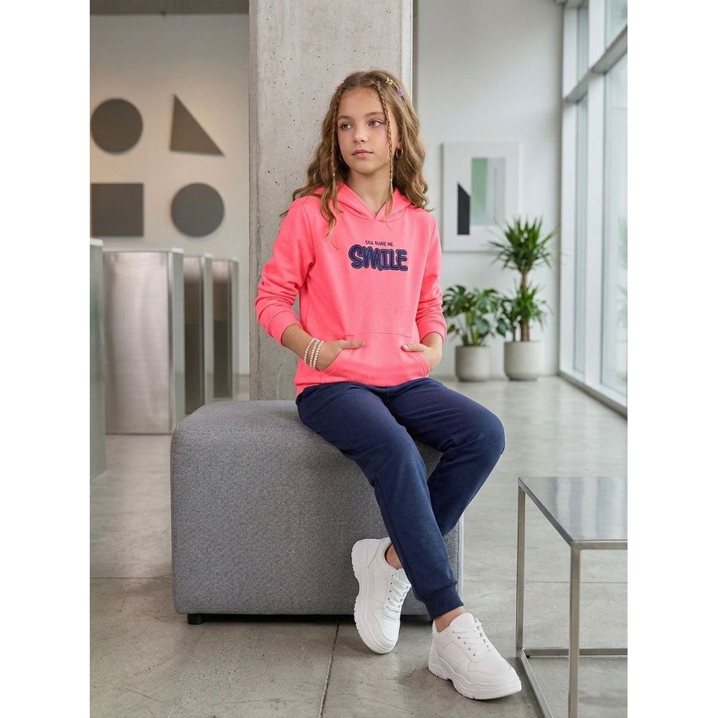 Conjunto juvenil menina coral inverno moletinho flanelado com capuz casaco + calça tamanho 10 12 14