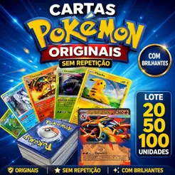 Cartas Pokémon Originais Lote 20 50 ou 100 Unidades Sem Repetição com Brilhantes