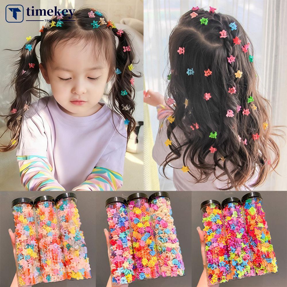 TIMEKEY 100 Pçs/Garrafa Bonito Dos Desenhos Animados Flor Estrela Grampos De Cabelo Para Crianças Meninas Adorável Acess