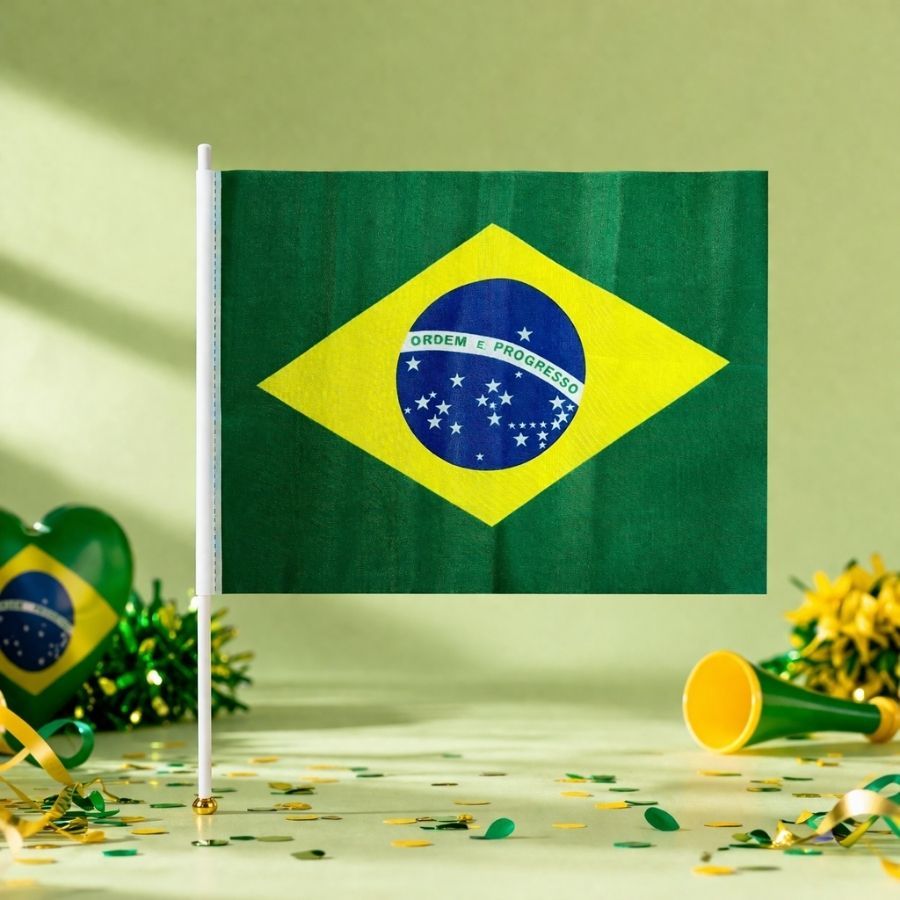 Bandeira de Tecido com Haste - Brasil - 27cm - 1 unidade - Rizzo