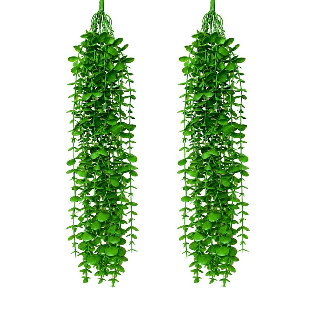 2 Pendente Eucalipto Jardim Vertical Folhagem Toque Realista