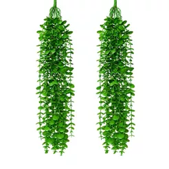 2 Pendente Eucalipto Jardim Vertical Folhagem Toque Realista
