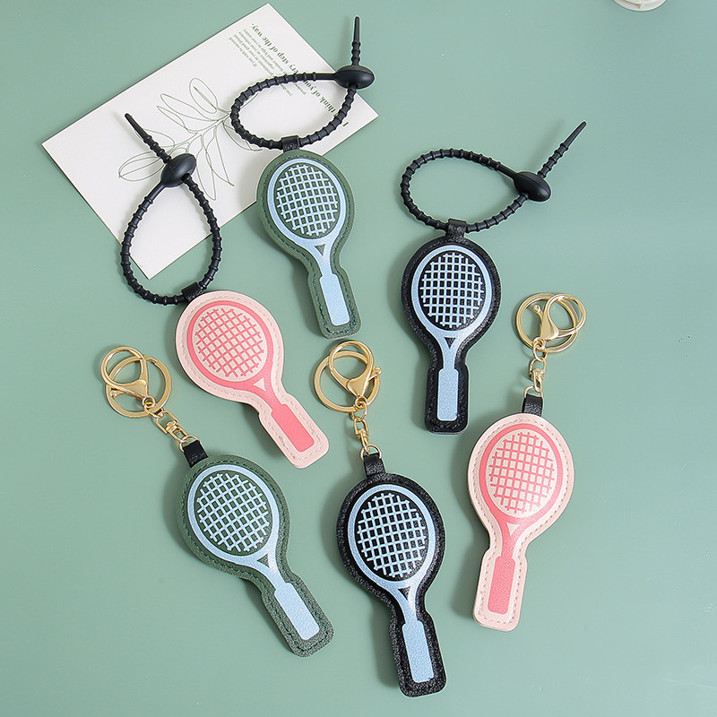 Pingente De Raquete De Tênis De Couro Criativo , Acessório De Bolsa De Menina Fofa , Chaveiro De mini badminton Acolchoa