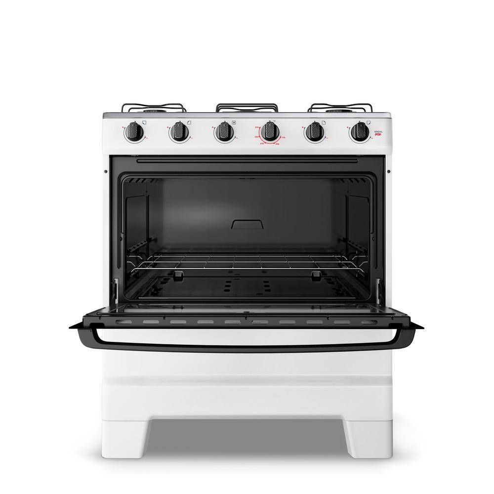 Fogão A Gás Esmaltec Ideal Pop 5 Bocas Com Forno 50L Branco E Mesa Inox Limpa Fácil