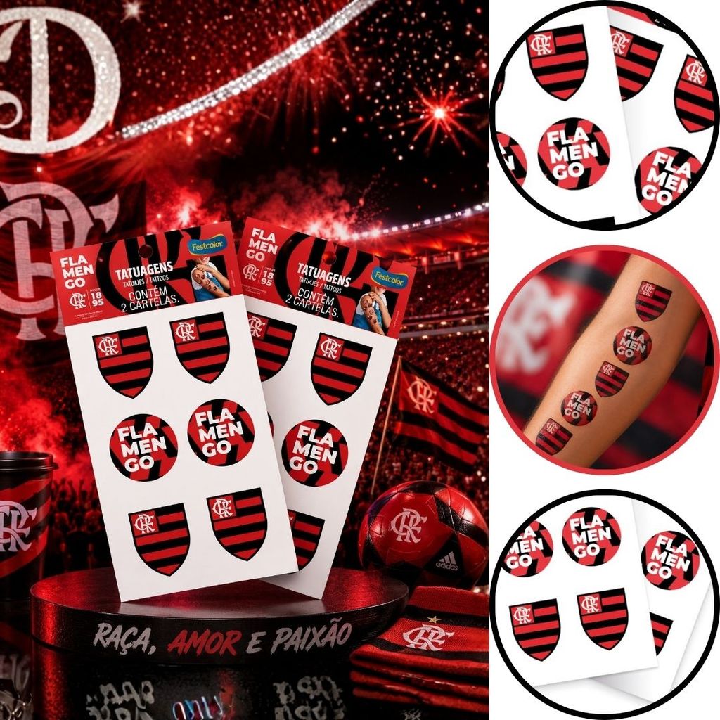 12~60 TATUAGEM DE PELE FLAMENGO (FESTCOLOR) CHOCO