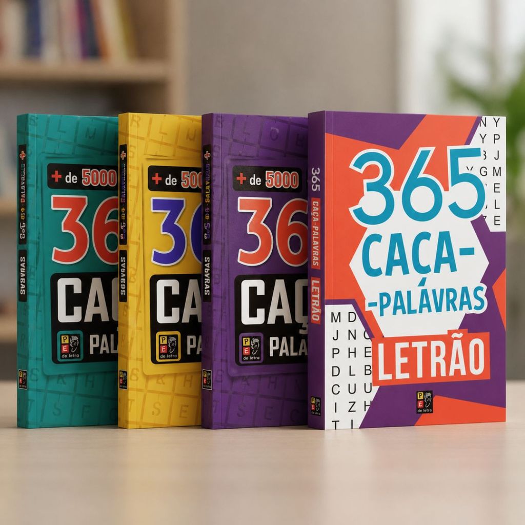 Kit 4 Livros | 365 Caça Palavras Bíblico, Letrão e Passatempos | Brochura