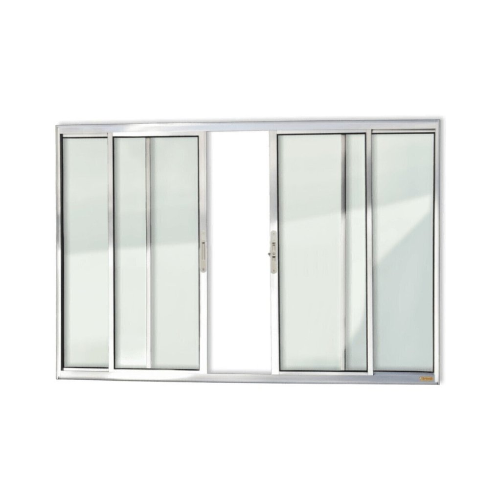 Janela de Aluminio de Correr 120x200cm 4 Folhas com Vidro Liso Confort Brimak Brilhante