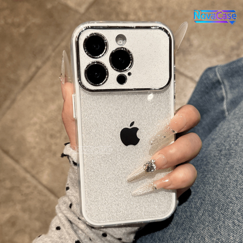 Capa Protetora Elegante E Bonita Com Glitter Para iPhone 11 12 13 14 15 16 17 Pro Max Traseira Cobertura Total