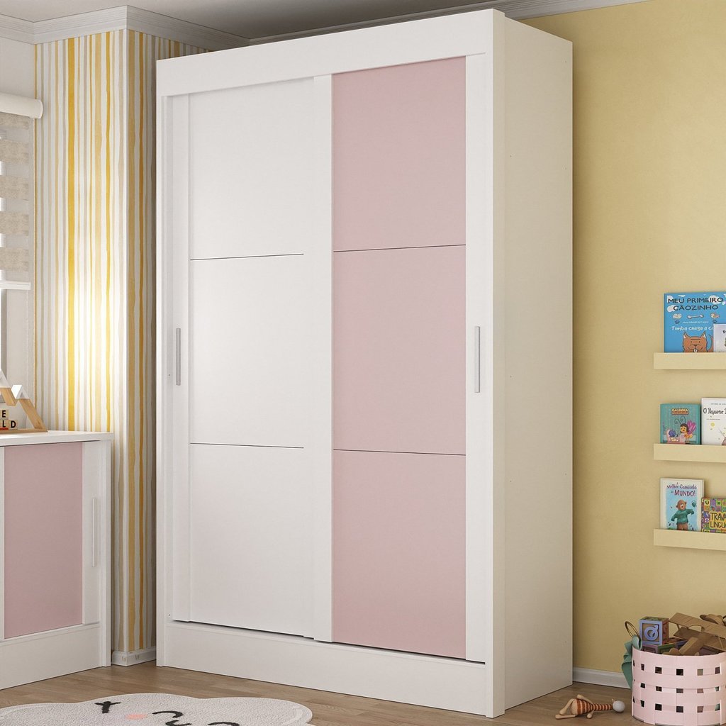 Guarda-Roupa Infantil Flex 2 Portas 2 Gavetas Maya Espresso Móveis Rosa/Branco Branco/Rosa