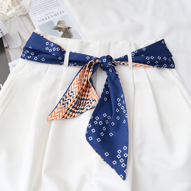 Moda Jeans saia lenço de seda cinto na moda combinar estilo chinês tecido cinto cintura corda cintura corrente acessório