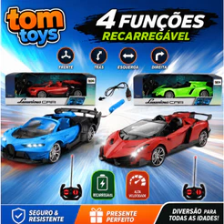 Carrinho De Controle Remoto Recarregavel Acende Faróis Conversível 1:18
