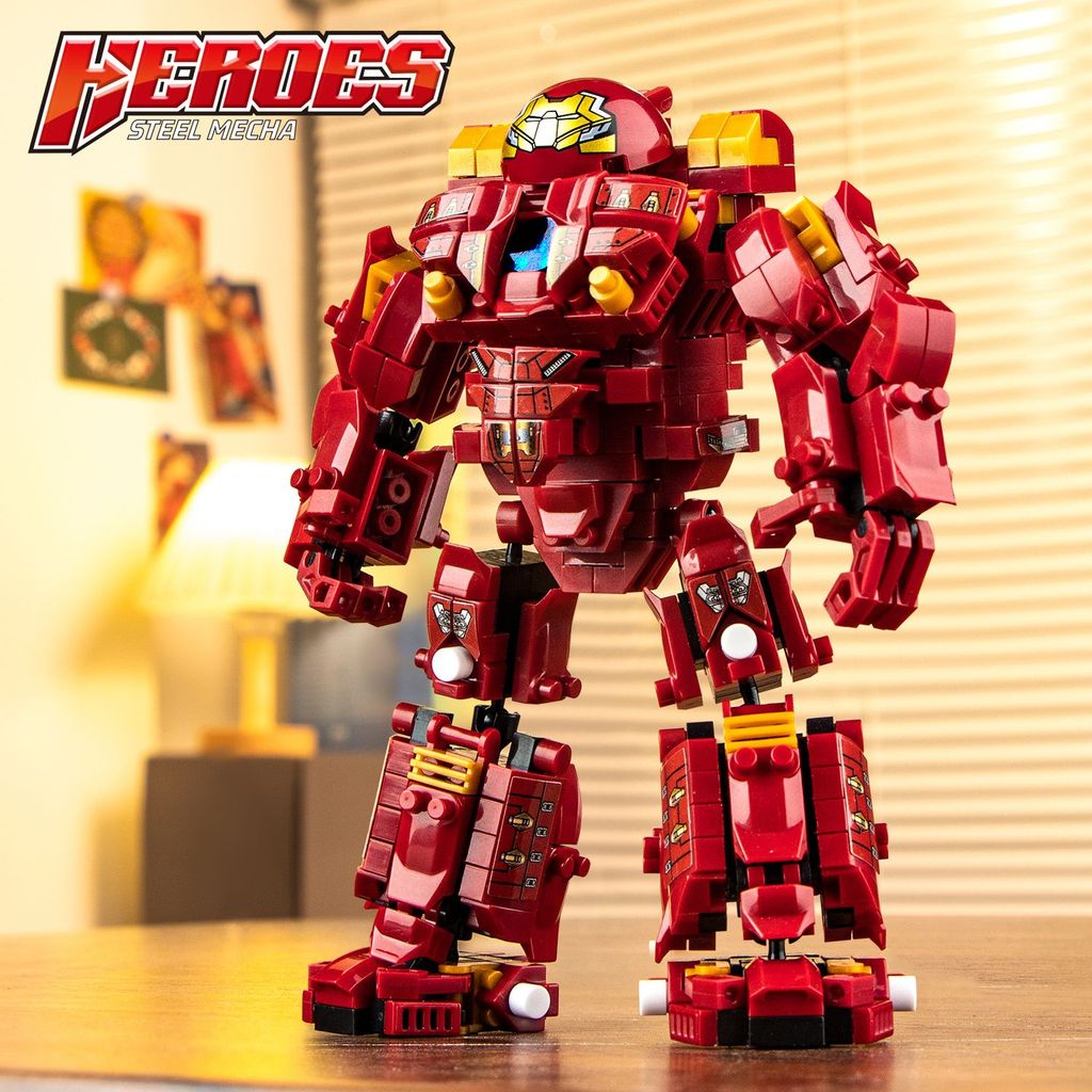 Compatível com blocos de construção Lego Homem de Ferro Anti-Hulk Mecha Armored Intelligence Robot 14 brinquedos montado