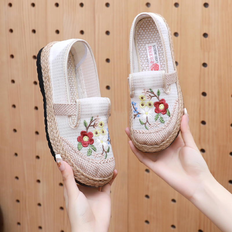Novo balde sapatos femininos velho pequim sapatos de pano feminino sapatos de rede respirável Casual deslizamento-em pre