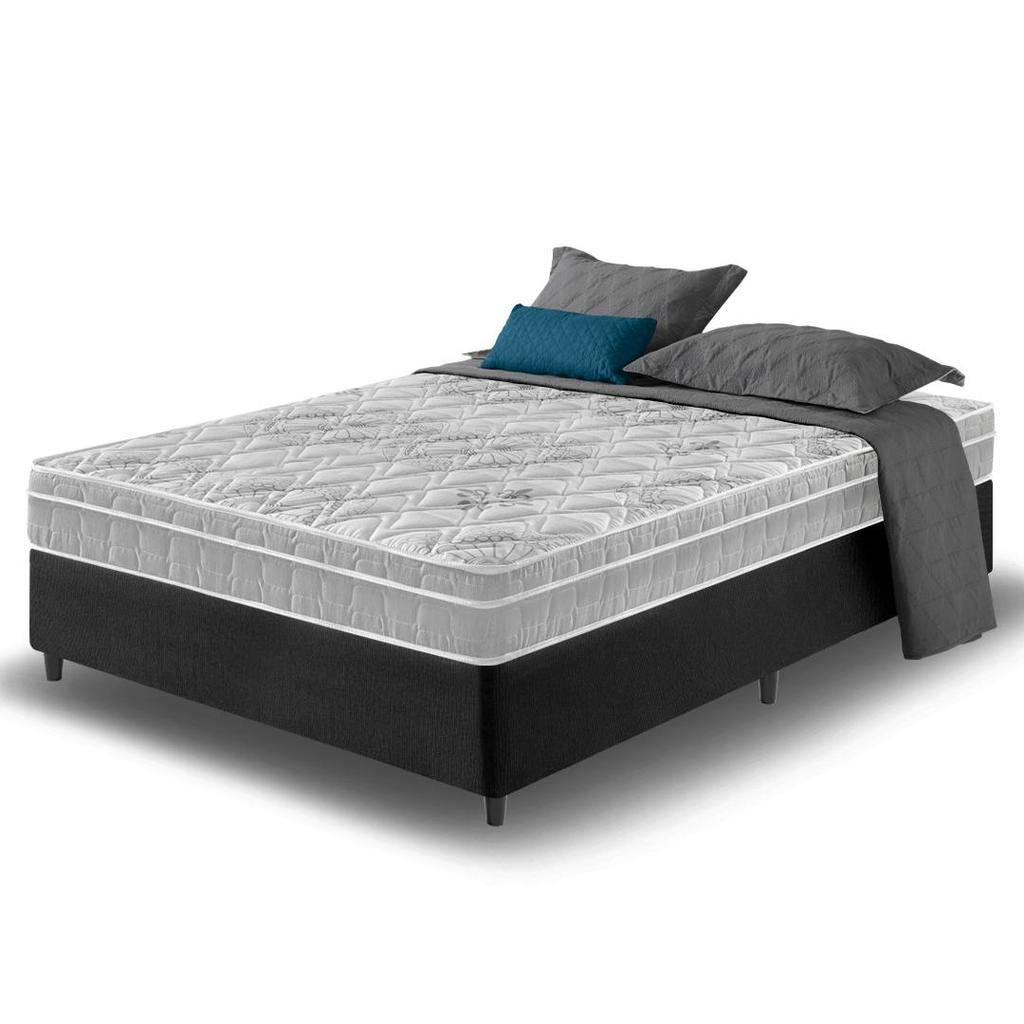 Cama Box Viúva Preto + Colchão Espuma D33 Zidi Hanover Orthopedic 128x188x61cm