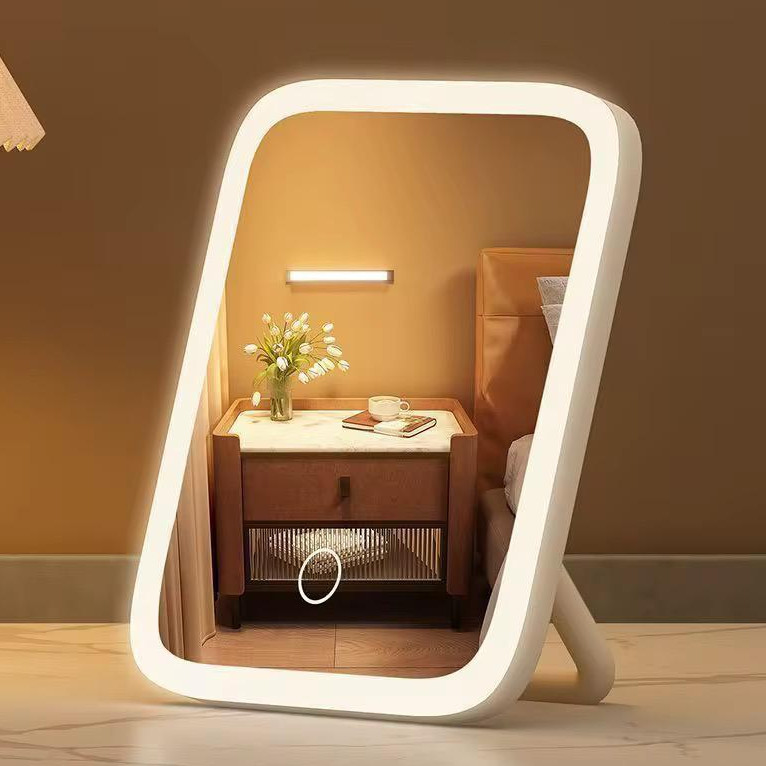 Espelho LED Maquiagem De Mesa 3 Cores Touch Portátil Dobrável  Recarregável
