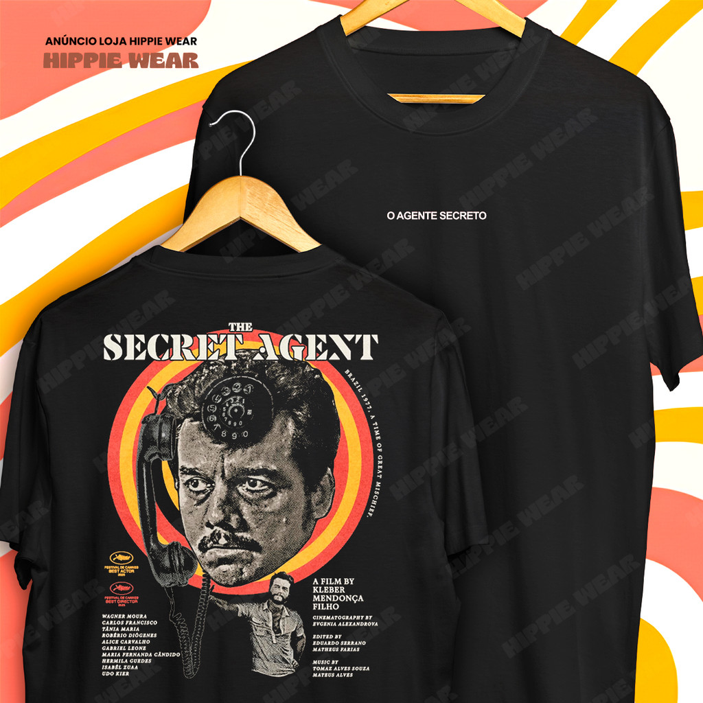 Camiseta O Agente Secreto Filme Kleber Mendonça Filho Wagner Moura Blusa Camisa 100% Algodão