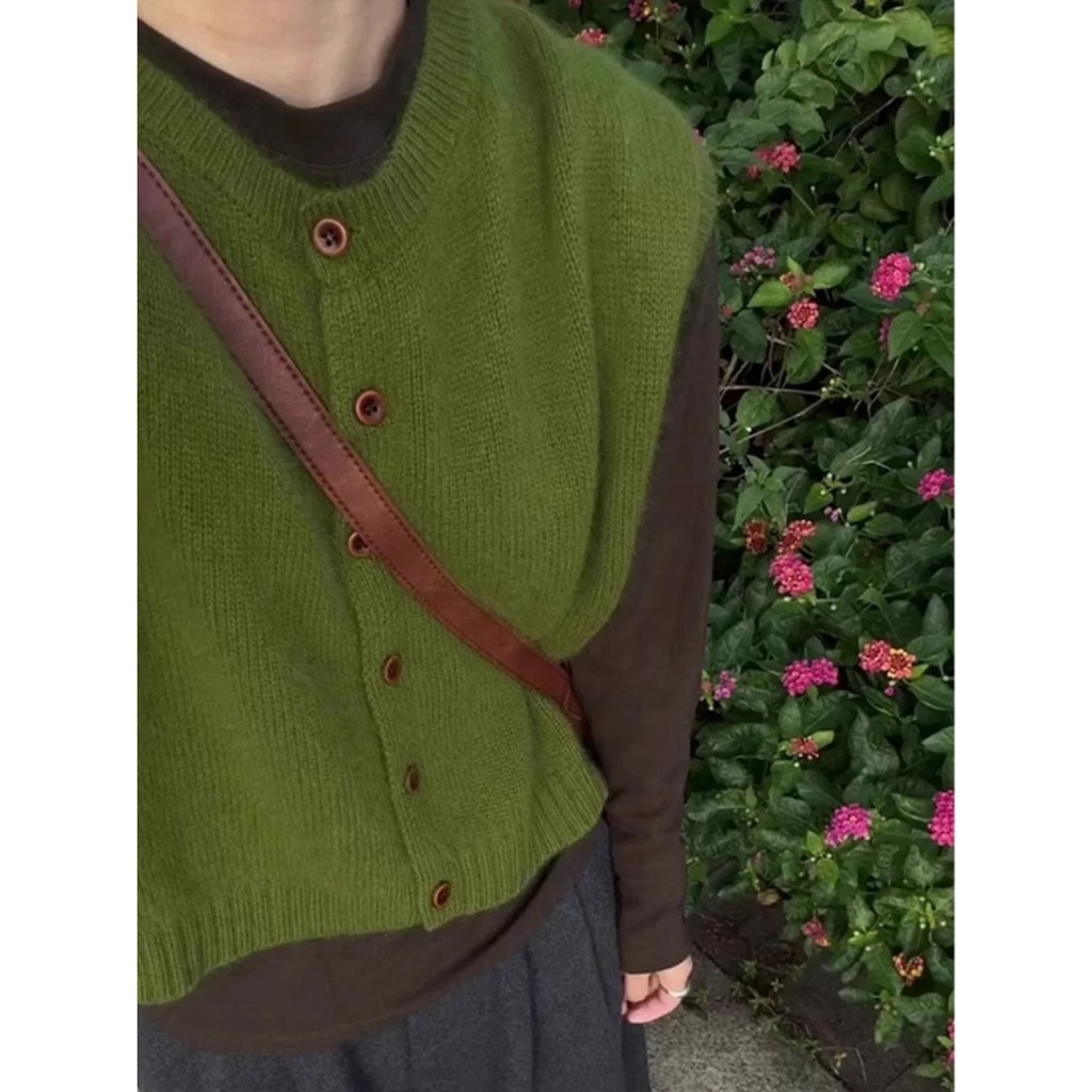 Golpe de produtos Niu X!Retro verde em torno do pescoço de malha Cardigan feminino outono inverno em camadas exterior ca