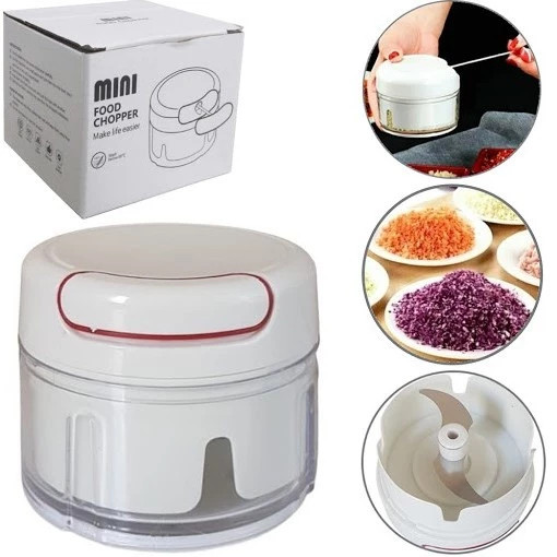 Kit 2 Mini Processador Triturador Manual Automático Alimento Cozinha Portátil Cebola Alho Legumes Verduras