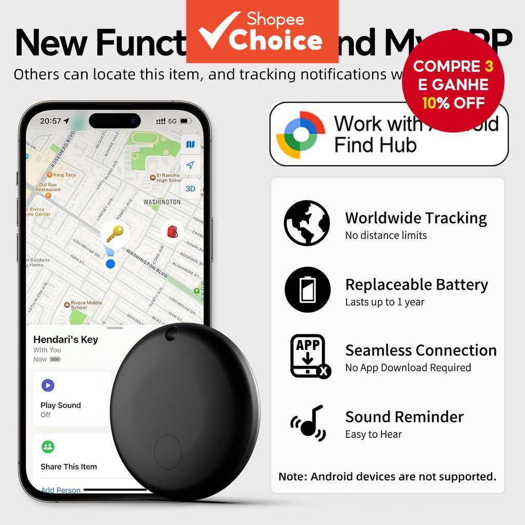  Mini Rastreador GPS de Etiqueta para Android, Google, Find Hub, Localizador Global, Dispositivo de Rastreamento de