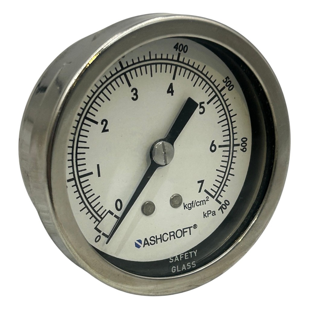 Manômetro Ashcroft DN 65mm 0 a 7Kgf/cm2 x 0 a 700kPa 1/4NPT