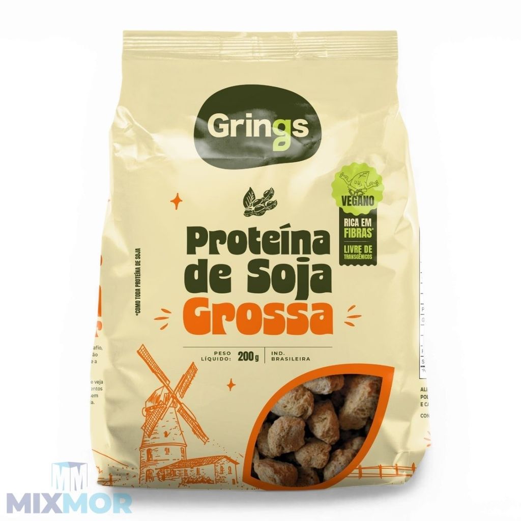 PROTEINA DE SOJA GROSSA 200G GRINGS em Oferta na Shopee