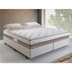 Cama Box King Size Herval Sense Colchão Molas Ensacadas Pillow Top Base Box Bipartida