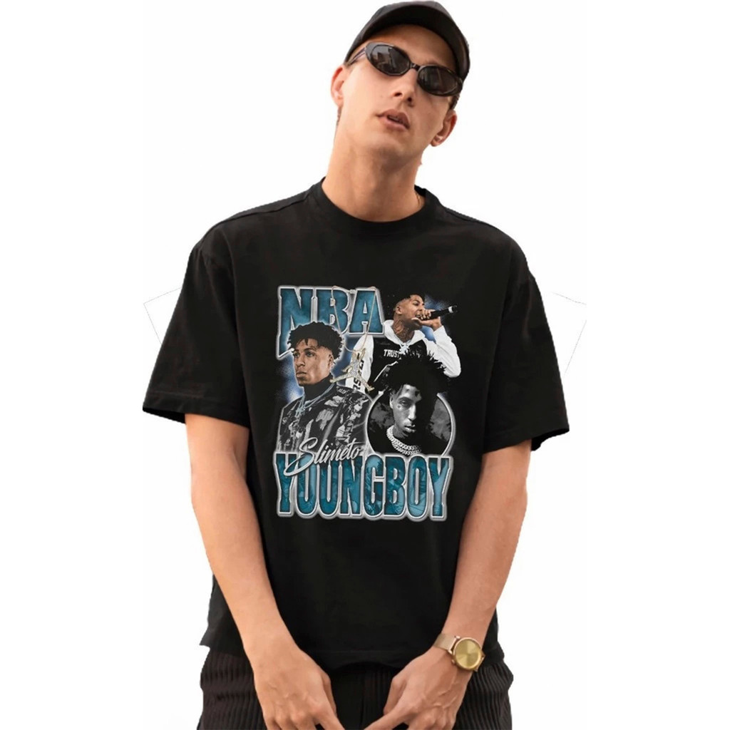Camiseta Vintage Estampada Youngboy Retrô Streetwear Oversized Moda Unissex 100% Algodão
